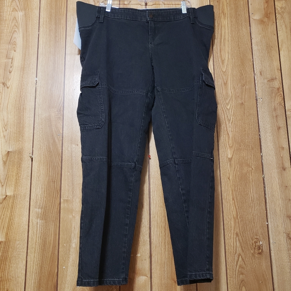 Maternity Cargo Jeans Womens 12 (Actual 42x30) Black New Isabel Brand
